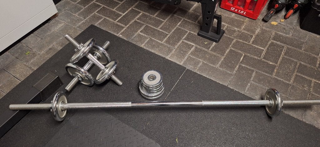 Dumbell set met halterstang, Ophalen, Gebruikt, Halterset