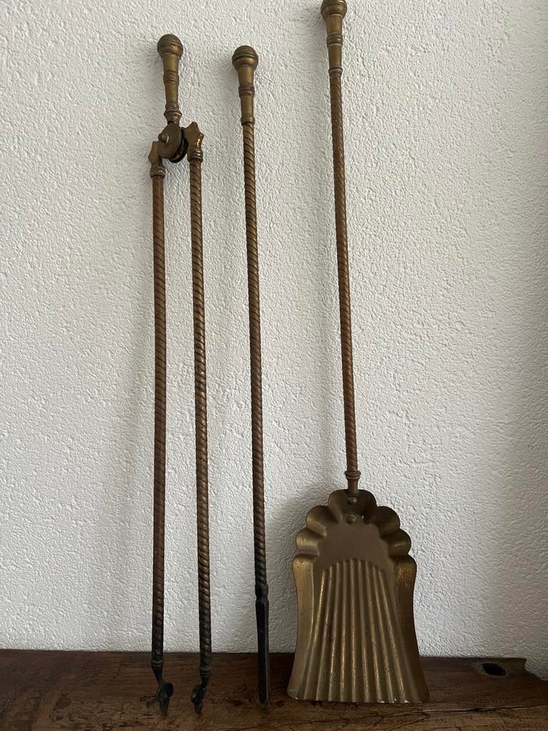 Prachtig Antiek Messing Haardstel (Victoriaanse stijl), Ophalen of Verzenden