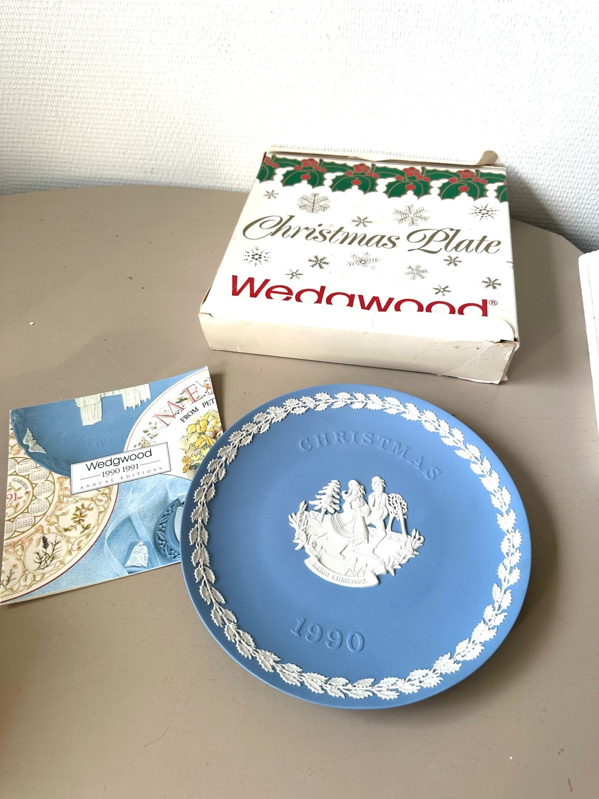 Wedgwood Kerstbord 1990 - Jasperware Blauw, Ophalen of Verzenden