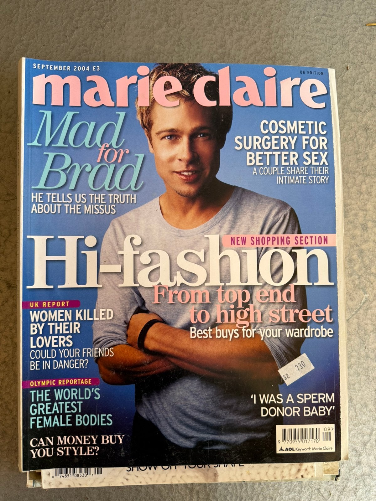 Marie Claire UK sep 2004 - Brad Pitt, Ophalen of Verzenden, Gelezen, Glossy