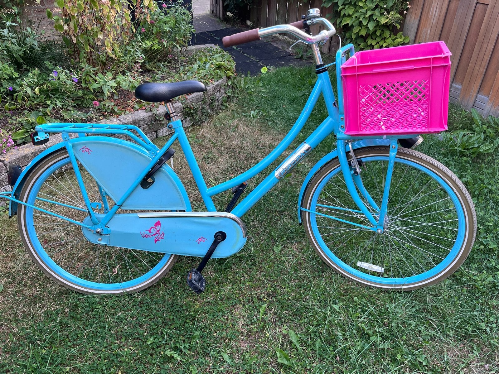 Popal 26 inch meisjesfiets met voordrager en krat, Fietsen en Brommers, Fietsen | Meisjes, Ophalen, Gebruikt, Terugtraprem, 26 inch of meer