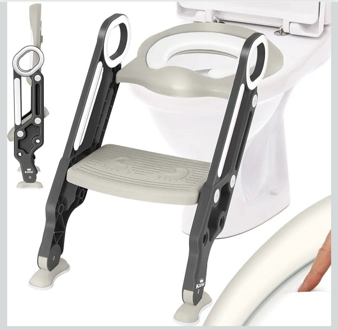 KIDIZ 2-in-1 Toiletverkleiner met Opstapje - Grijs, Ophalen of Verzenden, Zo goed als nieuw