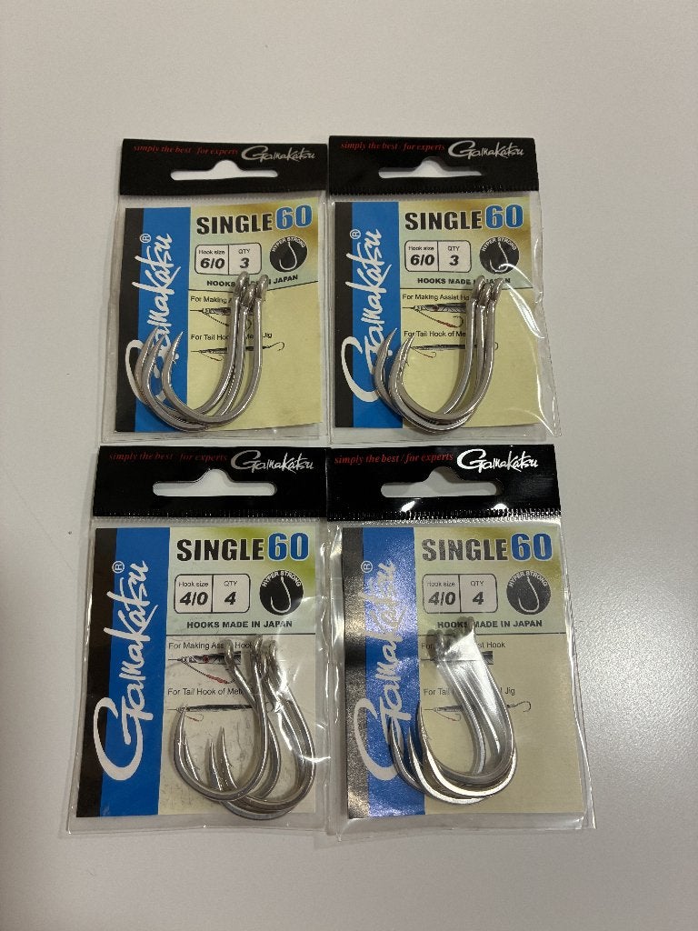 Gamakatsu Single 60 Hyper Strong Jigging Hooks 6/0 en 4/0., Ophalen of Verzenden, Nieuw, Haak