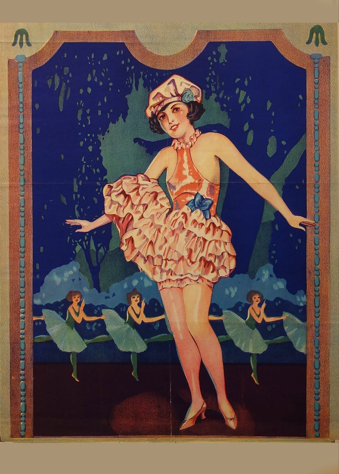 Vintage Art Deco Danseres Poster, Ophalen of Verzenden