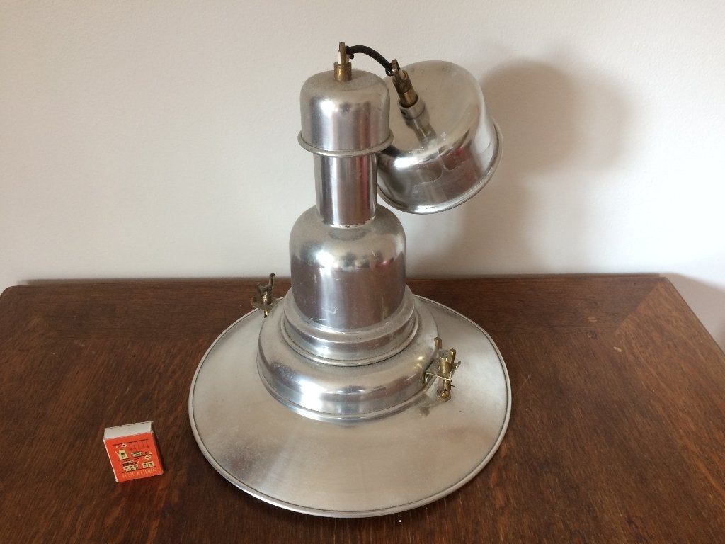 Industriële zilverkleurige blikken aluminium hanglamp blik, Ophalen of Verzenden, Zo goed als nieuw, Metaal, E27 (groot)
