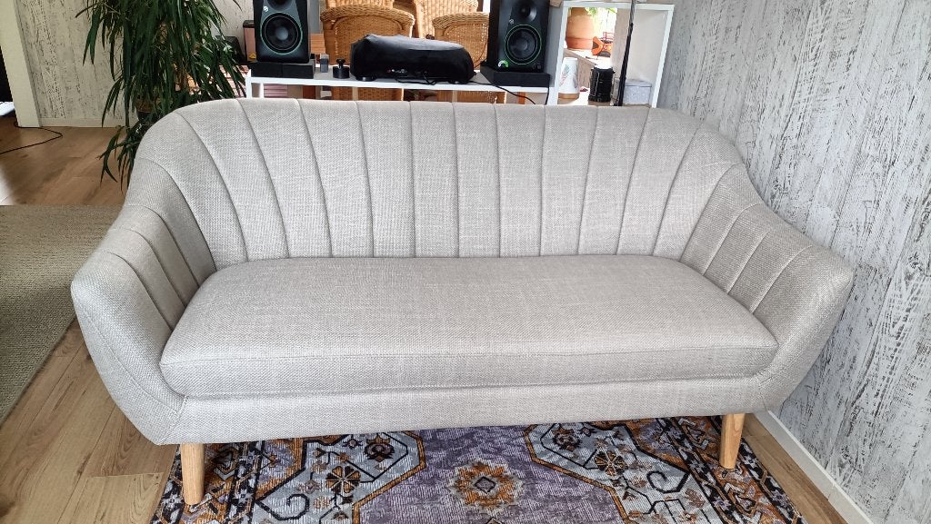2,5-zitsbank EGEDAL beige stof, 150 tot 200 cm, Tweepersoons, 75 tot 100 cm, Ophalen of Verzenden