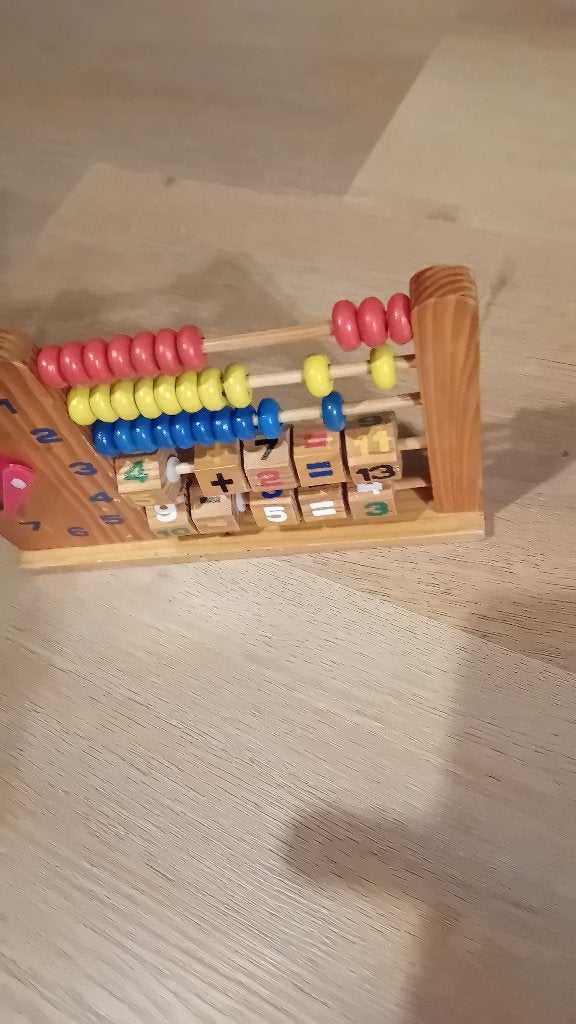 Houten oud telraampje + klokje, Ophalen of Verzenden, Gebruikt