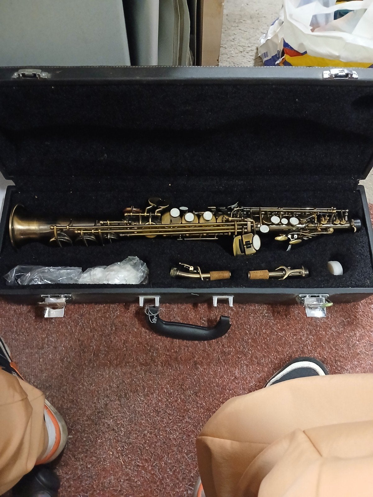 Thomann TSS-350 Antique Sopraansaxofoon met koffer, Ophalen of Verzenden, Gebruikt, Sopraan, Met koffer