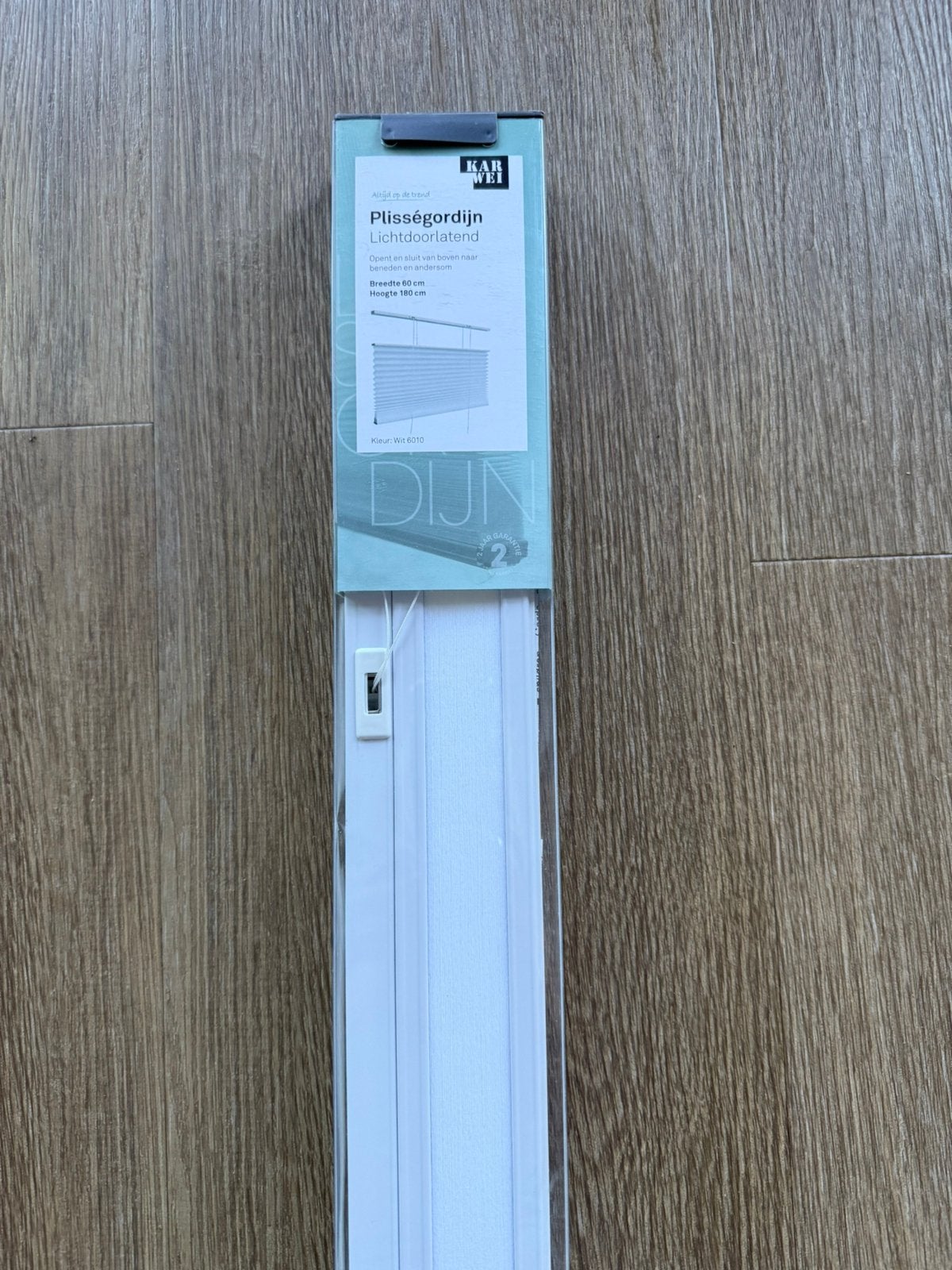 Wit plisségordijn van Karwei br 60 hg 180 nieuw in de doos, Huis en Inrichting, 180 cm, Wit, Karwei, Ophalen of Verzenden