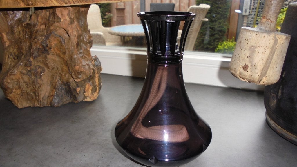 MAISON BERGER auberginekleur geurbrander met lont, Ophalen of Verzenden, Zo goed als nieuw, Paars, Glas