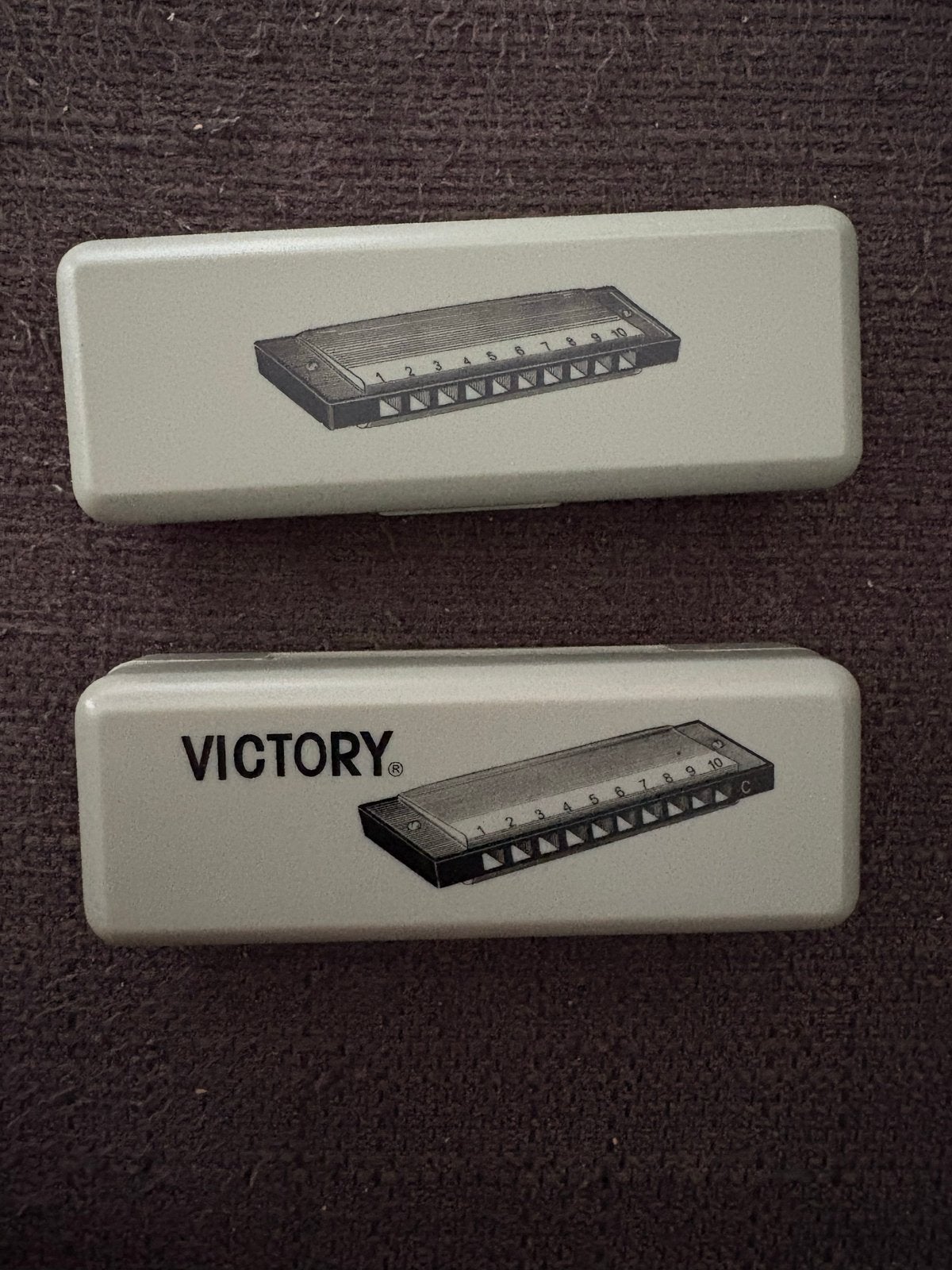 Victory Mondharmonica's C-toets met doosje (2 stuks), Gebruikt, C-mondharmonica, Ophalen of Verzenden, Met koffer of doosje