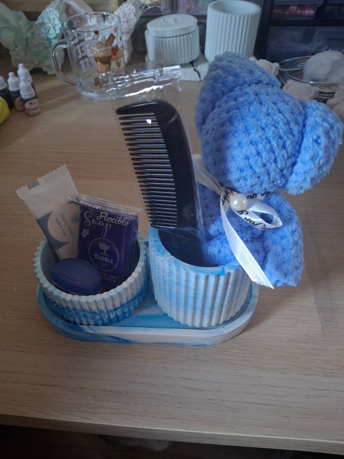 Badkamer set van hars met marmerlook, Meerkleurig, Nieuw, Kunststof, Ophalen of Verzenden