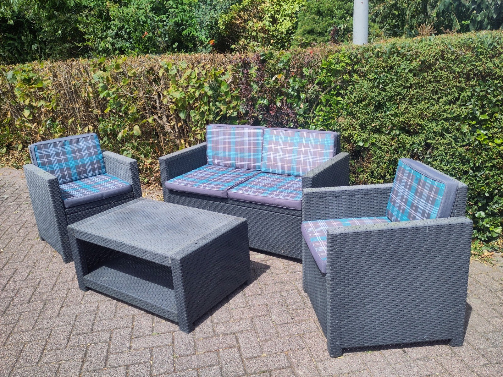 Loungeset/ tuinset Allibert met kussens, Ophalen, 4 zitplaatsen, Kunststof, Gebruikt