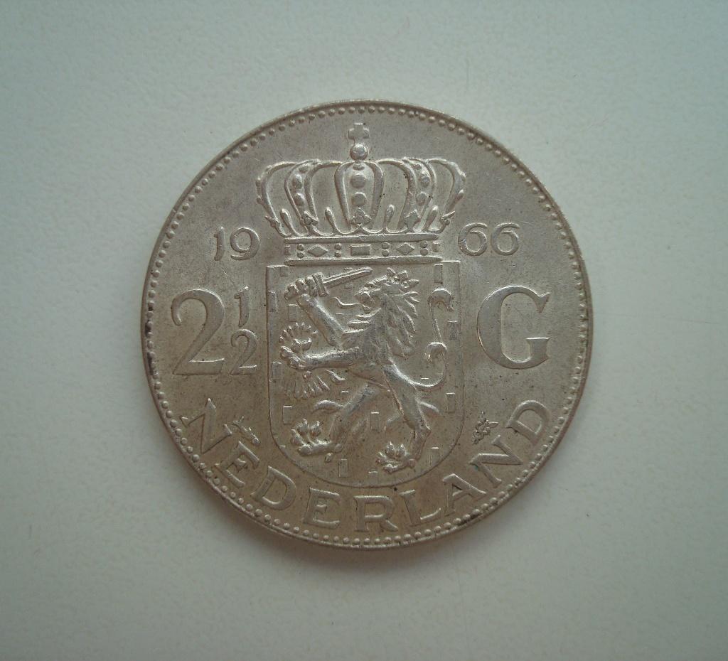 2,5 Gulden 1966 - zilver -, Ophalen, Koningin Juliana, 2½ gulden, Zilver