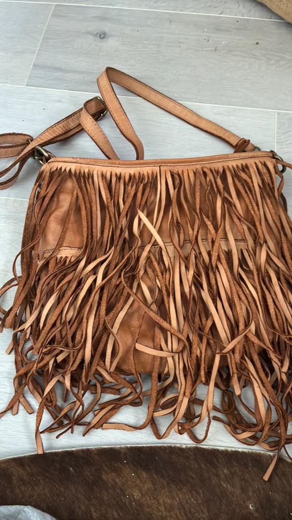 Boho Ibiza leren franje tas, Ophalen of Verzenden, Nieuw, Bruin, Schoudertasje