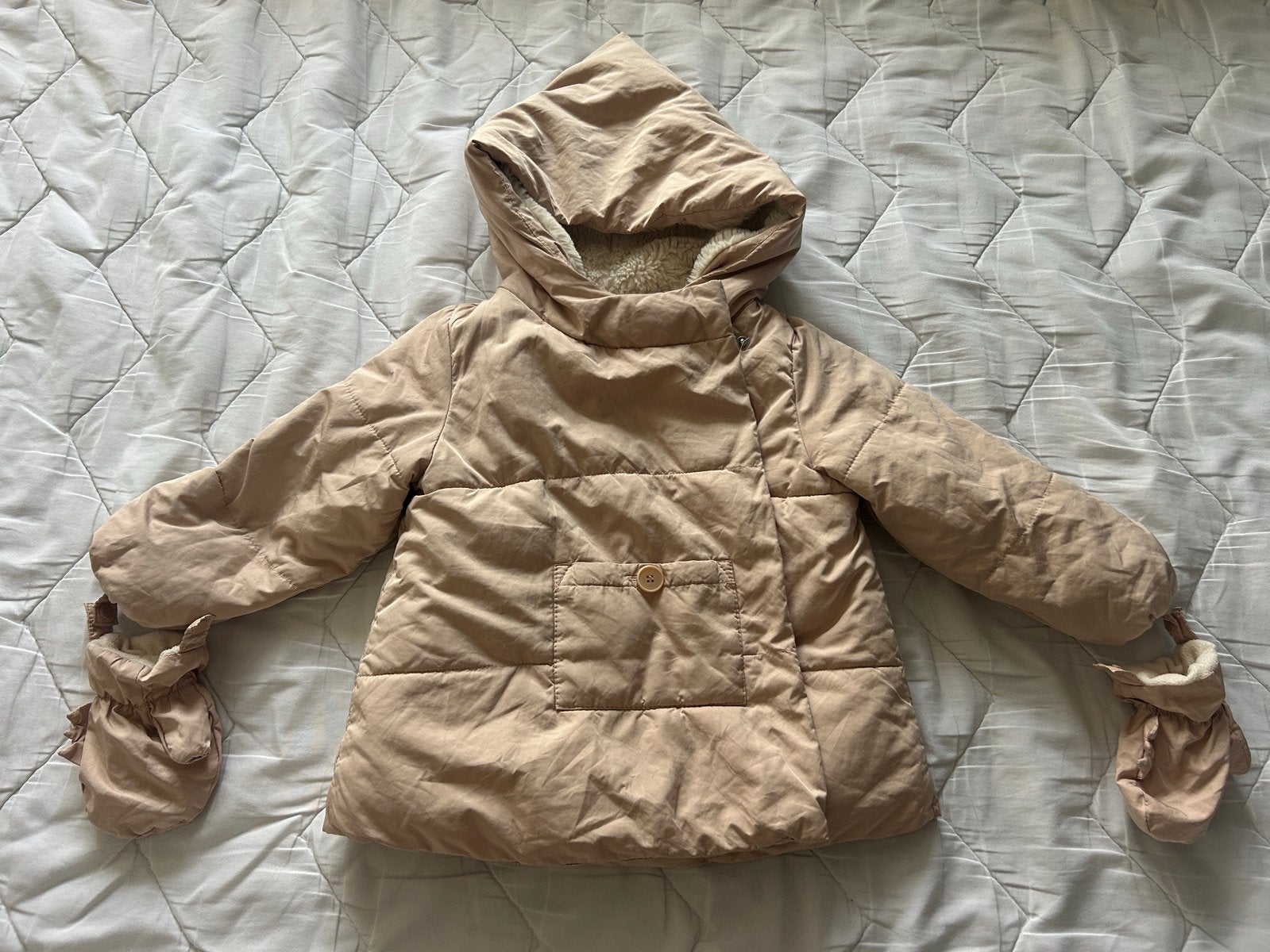 Zara BabyGirl gewatteerde jas met teddy voering, Ophalen of Verzenden, Gebruikt, Meisje, Jas