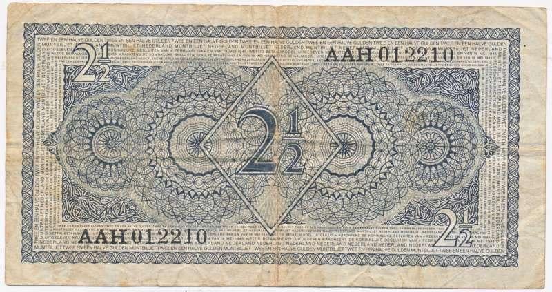 Nederland 2,5 Gulden 1949 Juliana Serie 3 letters, Ophalen of Verzenden, 2½ gulden, Los biljet
