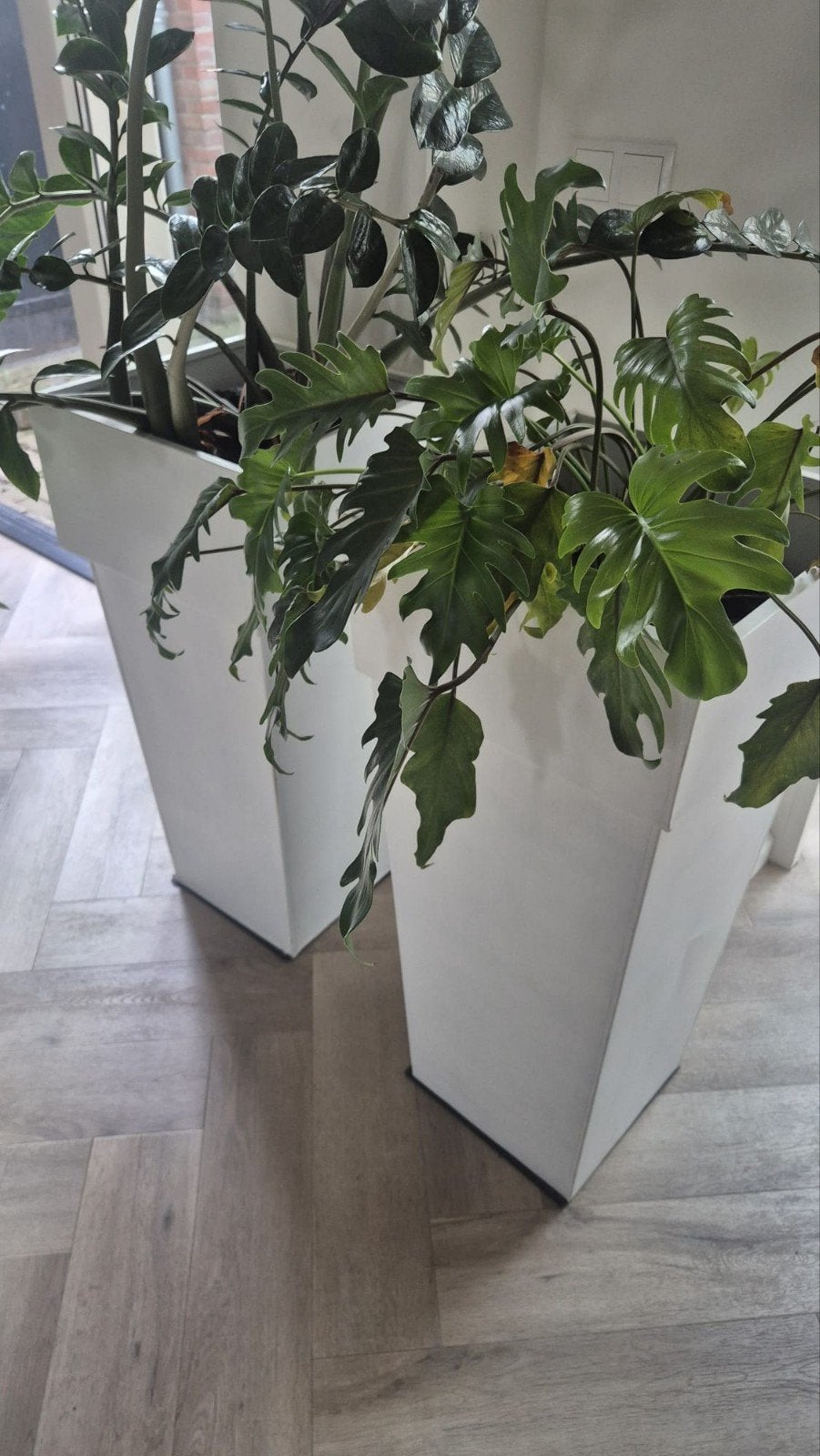2 grote metalen plantenbakken wit – 90 cm hoog – 4040 cm, Ophalen, Gebruikt, Minder dan 60 cm, Vierkant