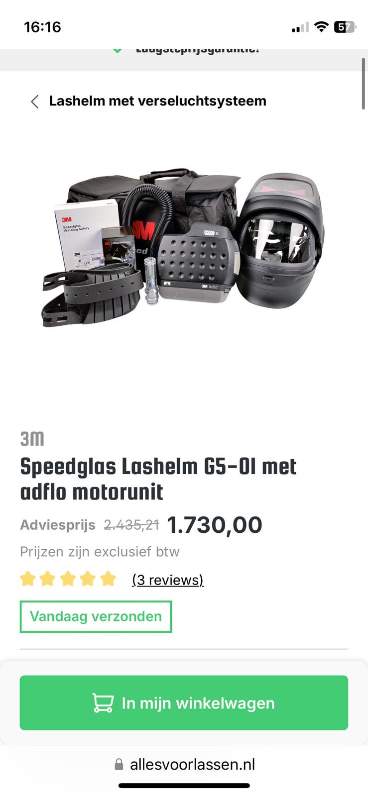 3M Speedglas Lashelm G5-01 met Adflo Motorunit, Lasfilter, Ophalen of Verzenden, Nieuw