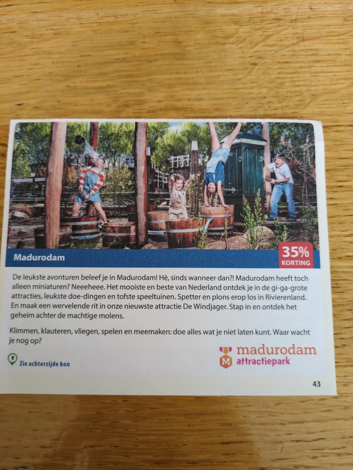 Kortingsbon voor Madurodam, 35 % korting, Drie personen of meer, Kortingskaart