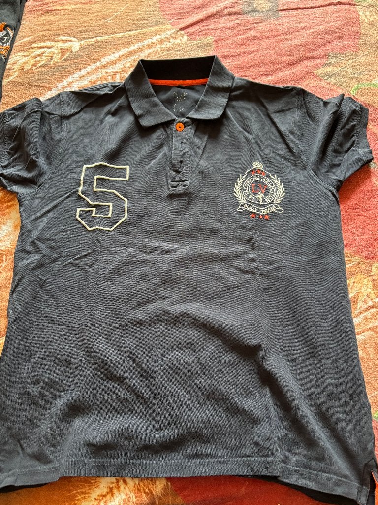 La Valencio donkerblauwe herenpolo mt S, Dieren en Toebehoren, Paardrijkleding, Blauw, Kinderen, Dressuur, Ophalen of Verzenden