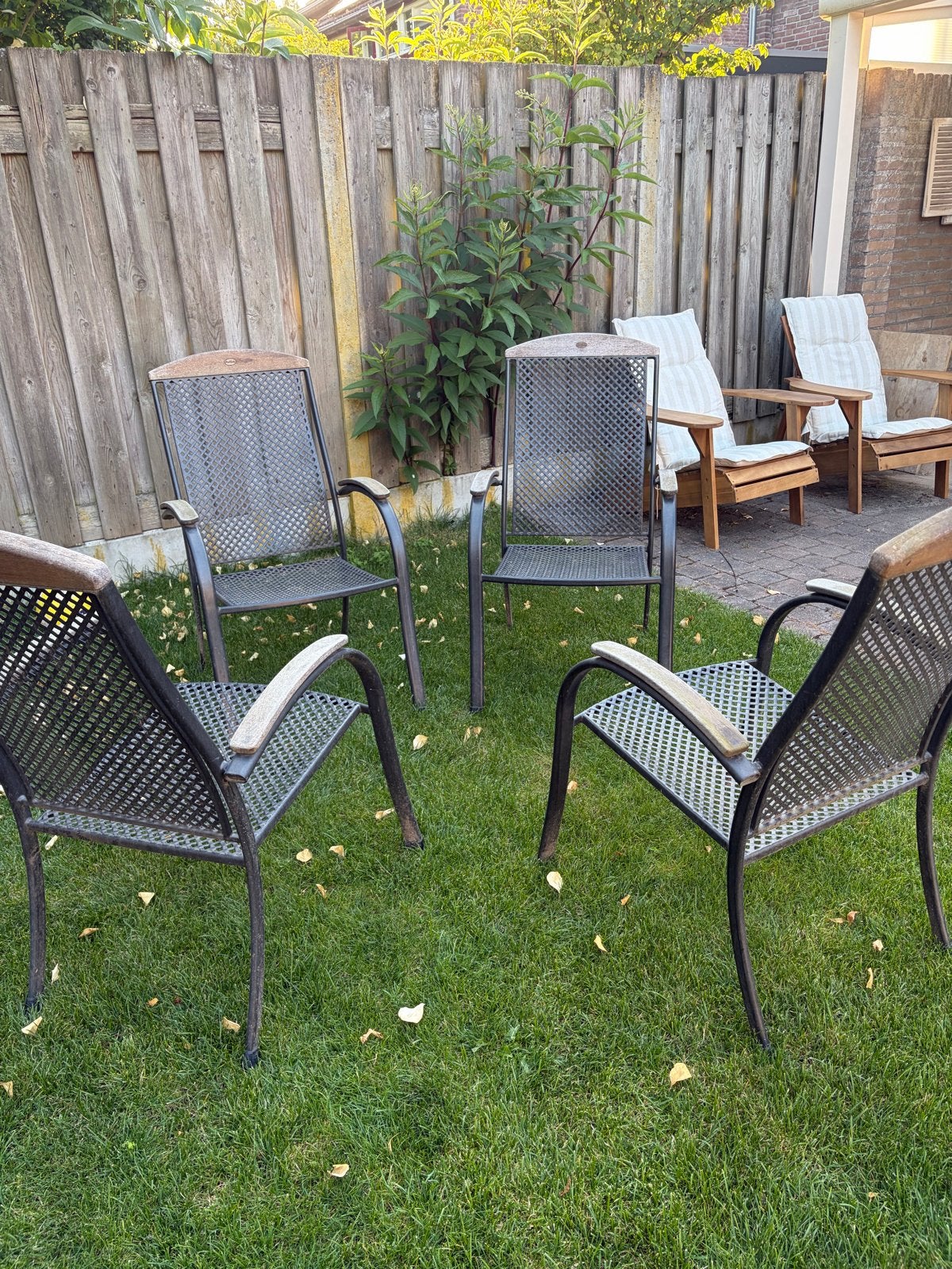 4 Royal Garden tuinstoelen - teakhout metaal, Tuin en Terras, Tuinstoelen, Ophalen, Gebruikt, Metaal