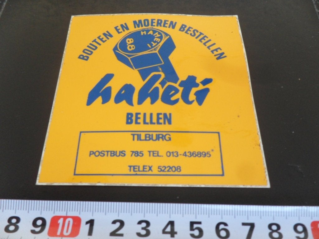 sticker Tilburg bouten en moeren bestellen HAHETI bellen, Ophalen of Verzenden, Zo goed als nieuw