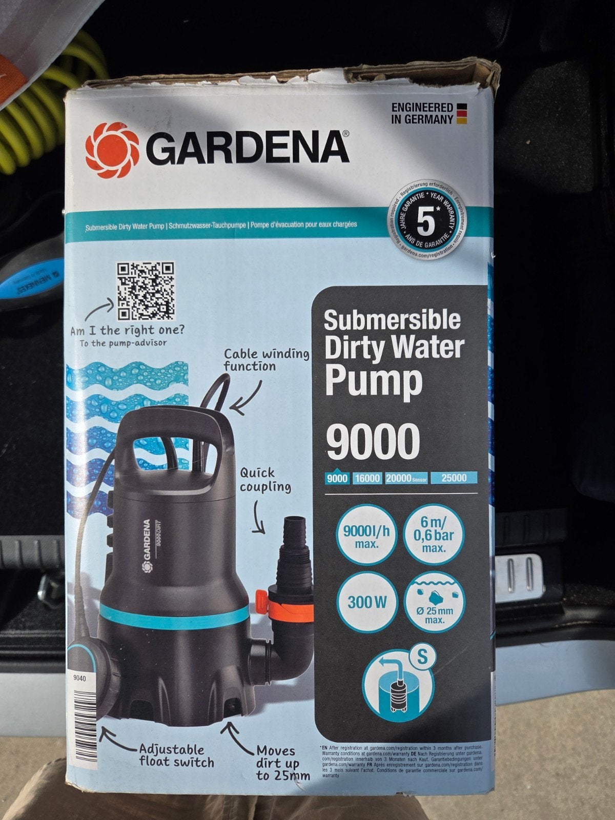 GARDENA Dompelpomp 9000 voor vuil water, Ophalen of Verzenden, Nieuw, Elektrisch, Dompelpomp
