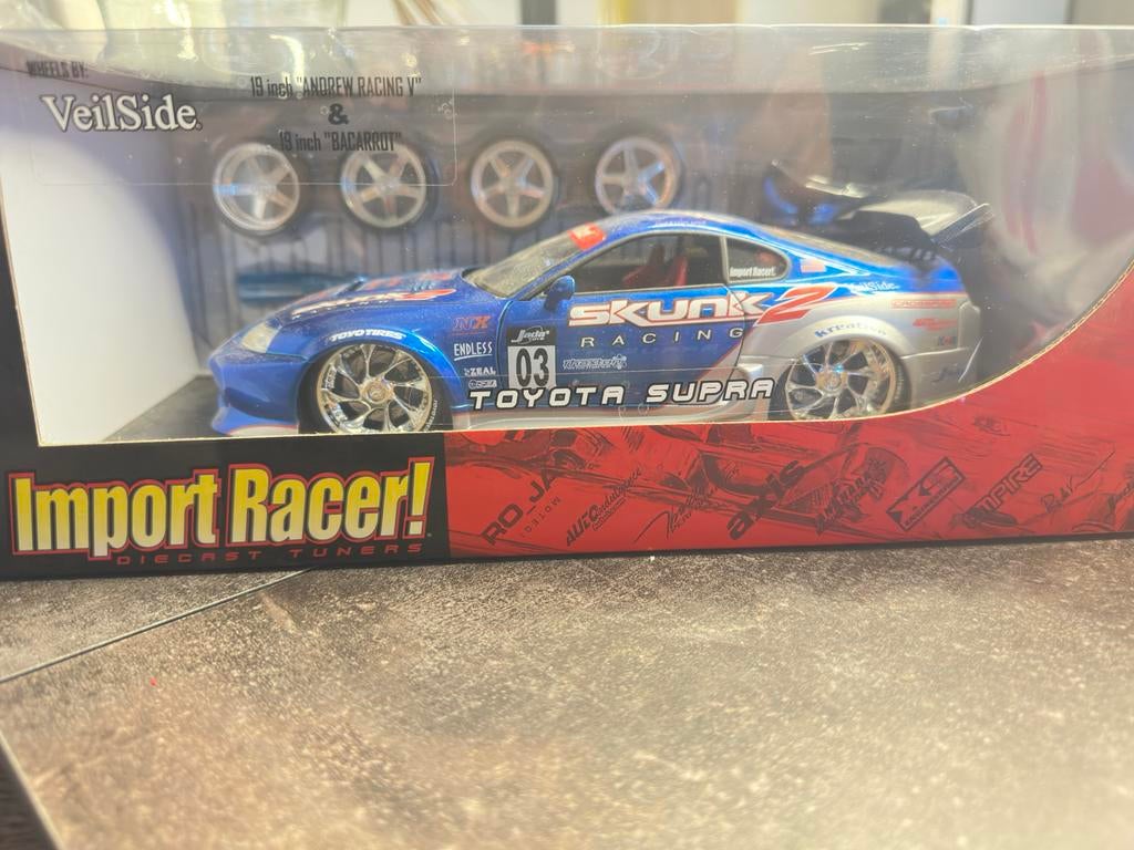 Jada Toys 1:18 Import Racer! Toyota Supra (Skunk2 Edition), Ophalen of Verzenden, Zo goed als nieuw, Auto