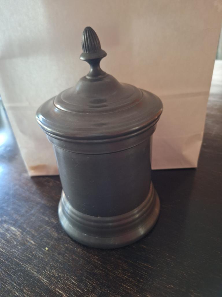 TIN :Vintage Metawa Holland Real Pewter Potje met Deksel, Antiek en Kunst, Antiek | Tin, Ophalen of Verzenden
