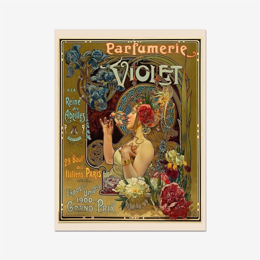 Parfumerie Violet Art Nouveau Kunst Poster Affiche, Verzamelen, Verzenden, Nieuw, A1 t/m A3, Film en Tv