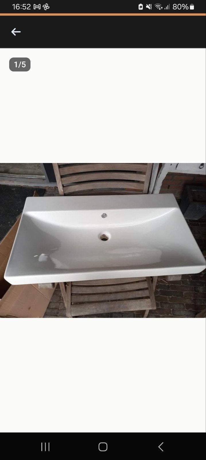 Nieuw in doos Brauer wastafel, Ophalen, Nieuw, 50 tot 100 cm, Minder dan 100 cm