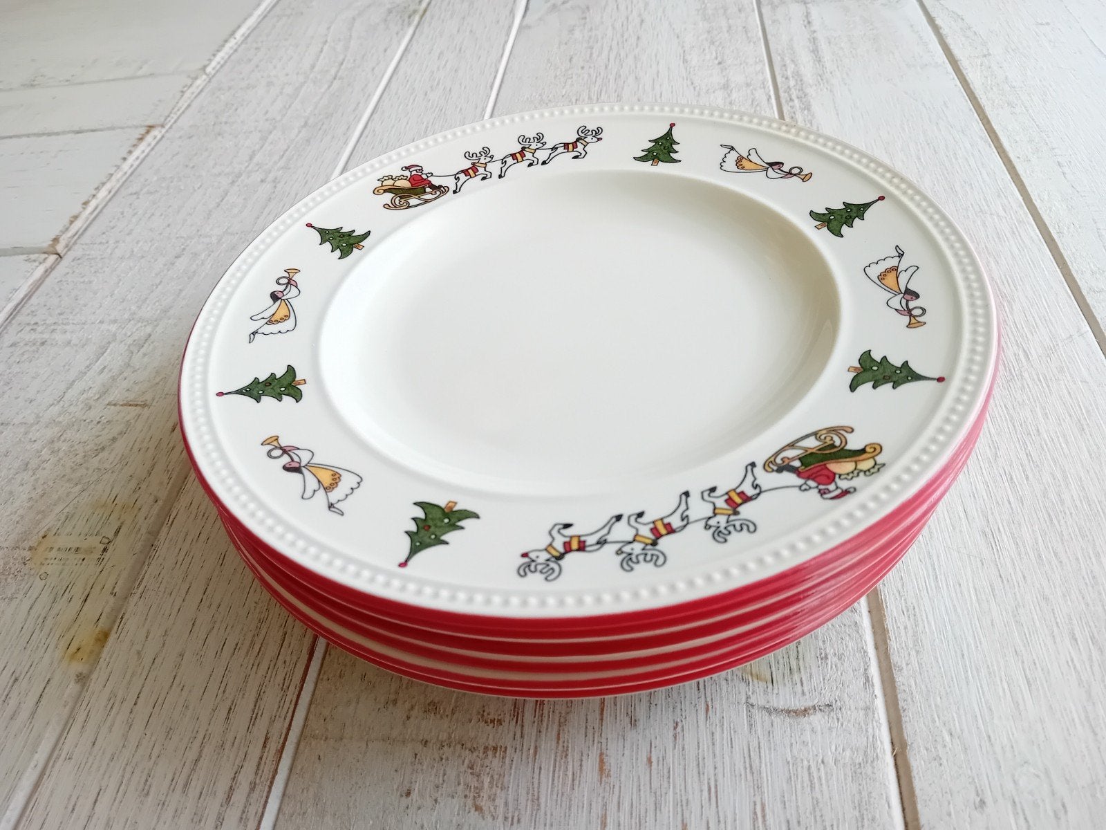 6 ontbijtborden Wedgwood Windsor Christmas kerst servies, Ophalen of Verzenden, Zo goed als nieuw, Porselein, Bord(en)