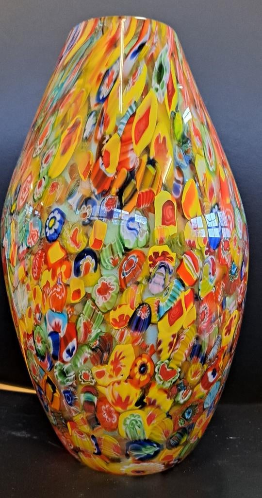 Mondgeblazen Murano Millefiori Vaas, Ophalen of Verzenden