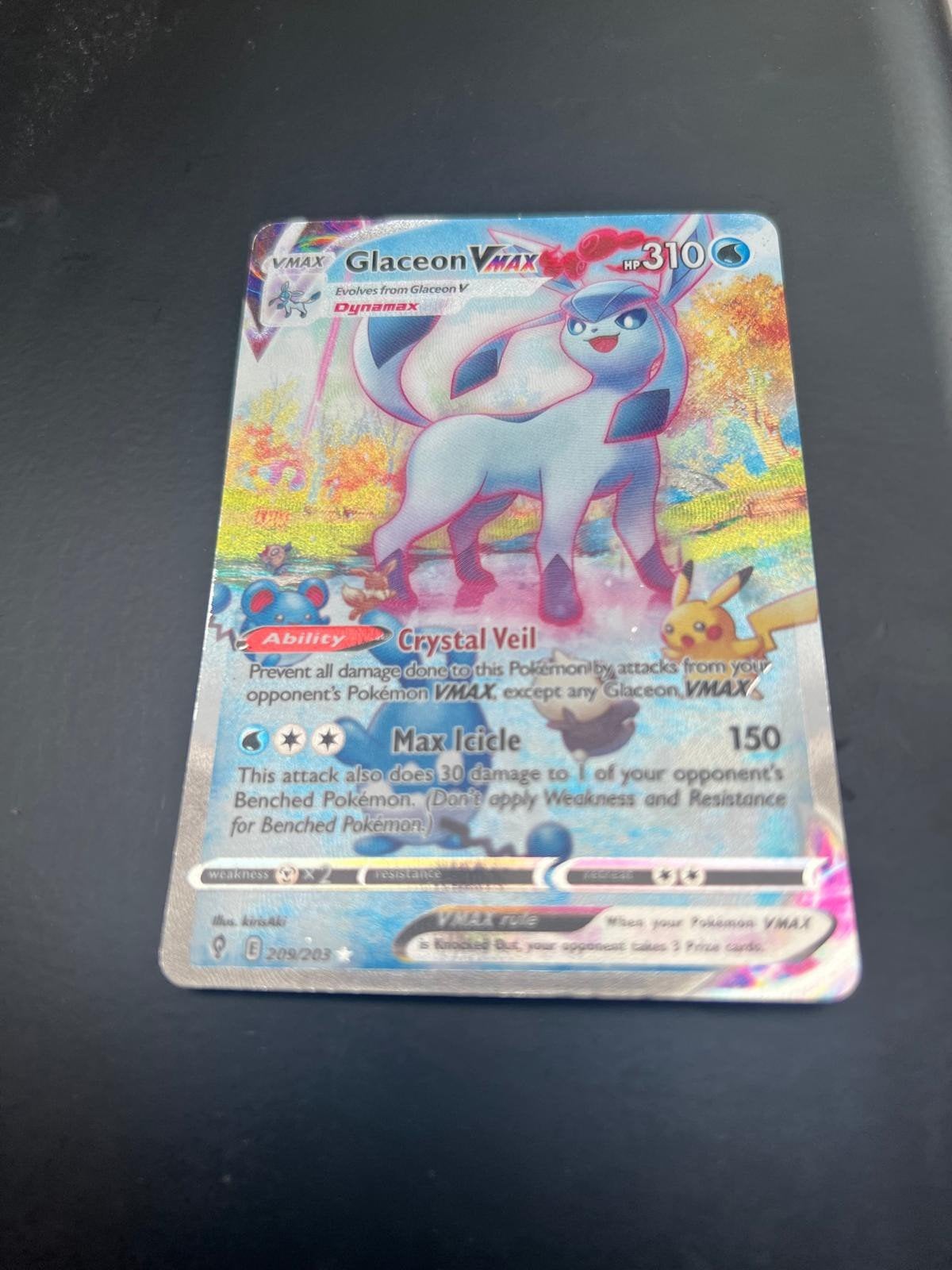 Glaceon VMAX Pokémon kaart (kleine beschadiging), Ophalen, Gebruikt, Losse kaart, Foil