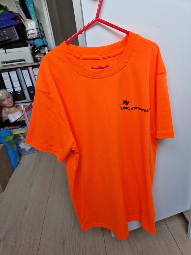 Oranje gymshirt T-shirt ONC Parkdreef Maat 12-13 jaar, Ophalen of Verzenden, Jongen of Meisje, Shirt of Longsleeve