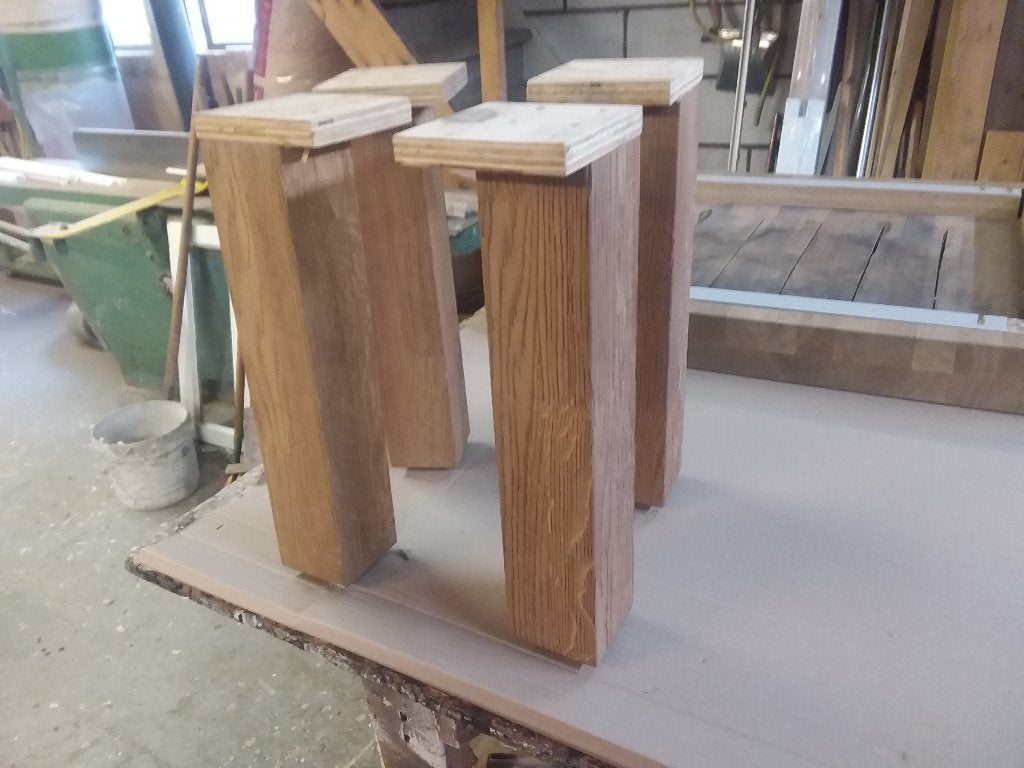 Rustiek eiken tafelpoten. 8x8 cm., Ophalen, Tafelpoot, 50 tot 100 cm, Nieuw