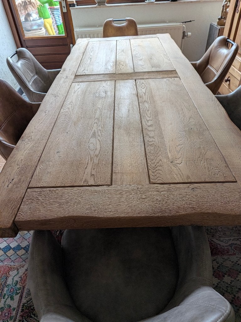 Robuuste Eikenhouten Eettafel - Landelijke Stijl, Ophalen, Gebruikt, Eikenhout, 50 tot 100 cm