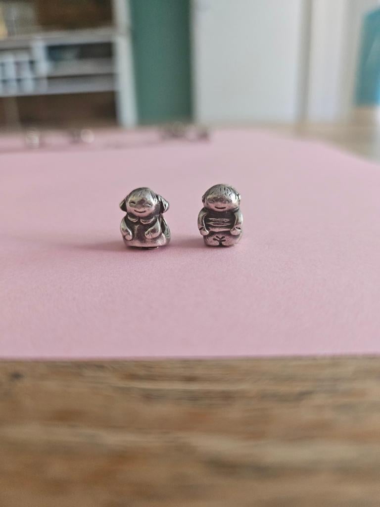 Bedels Pandora jongen en meisje, Ophalen of Verzenden, Zo goed als nieuw, Zilver, Pandora