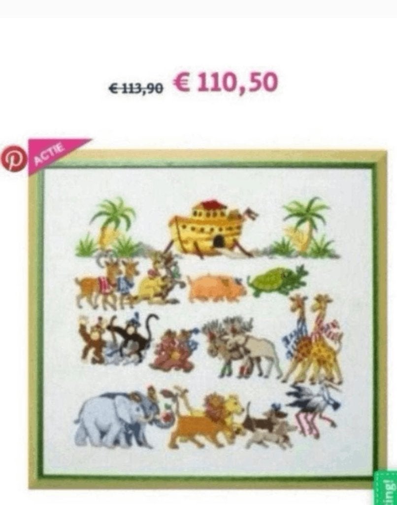 BORDUURPAKKET PERMIN NOAH'S ARK GROOT FORMAAT, Verzenden, Nieuw, Handborduren, Borduurpakket