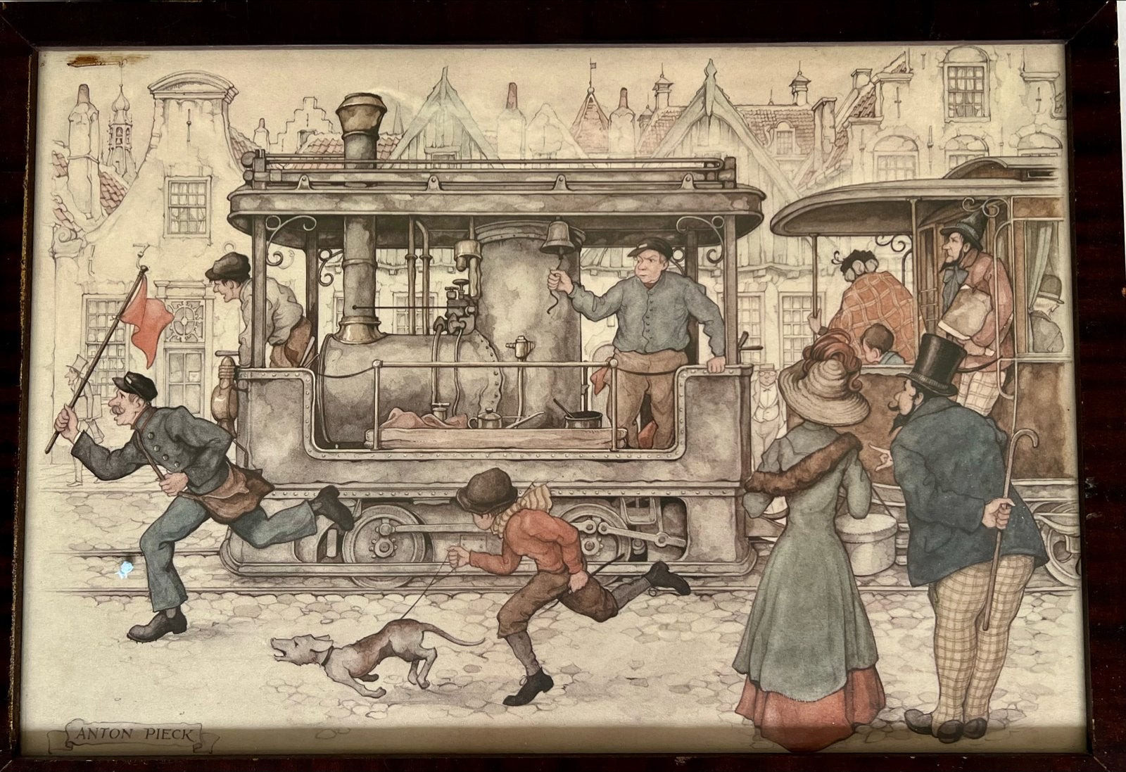 Set van 3 Anton Pieck prenten in lijst, Ophalen