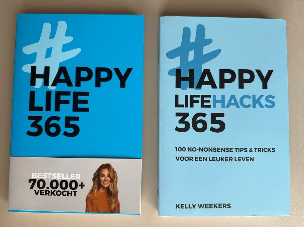 Happy Life 365 en Happy Life Hacks Kelly Weekers (2 boeken), Ophalen of Verzenden, Zo goed als nieuw