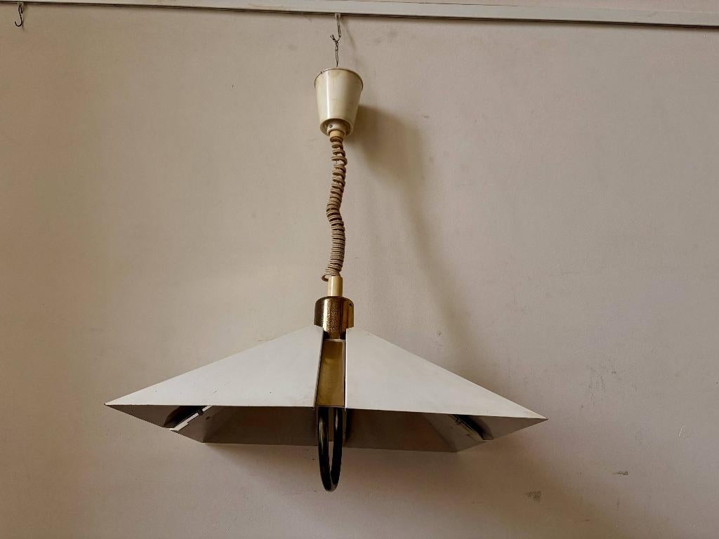 Dijkstra vintage trek-/spindellamp, Huis en Inrichting, Lampen | Hanglampen, Gebruikt, 50 tot 75 cm, Metaal, Ophalen