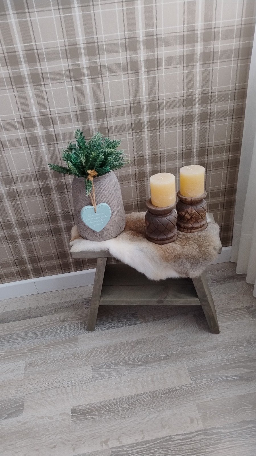 te koop steigerhout krukje met accessoires, Ophalen