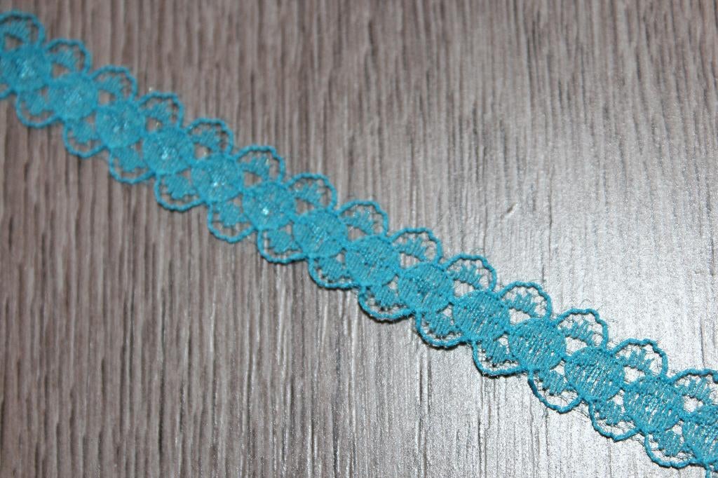 Haspel kant sierband schulprandje - 15mm - Aqua blauw #1764, Ophalen of Verzenden, Nieuw, Lint, Band of Elastiek