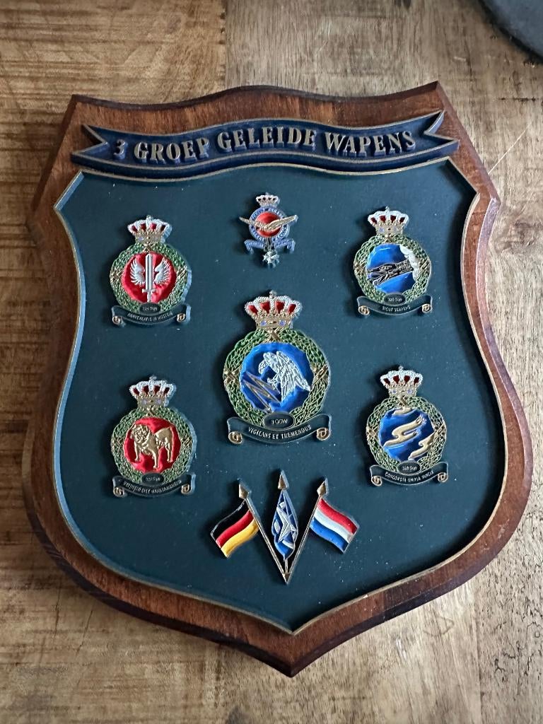 3 Groep Geleide Wapens squadron shield, Ophalen of Verzenden, Luchtmacht, Nederland, Embleem of Badge
