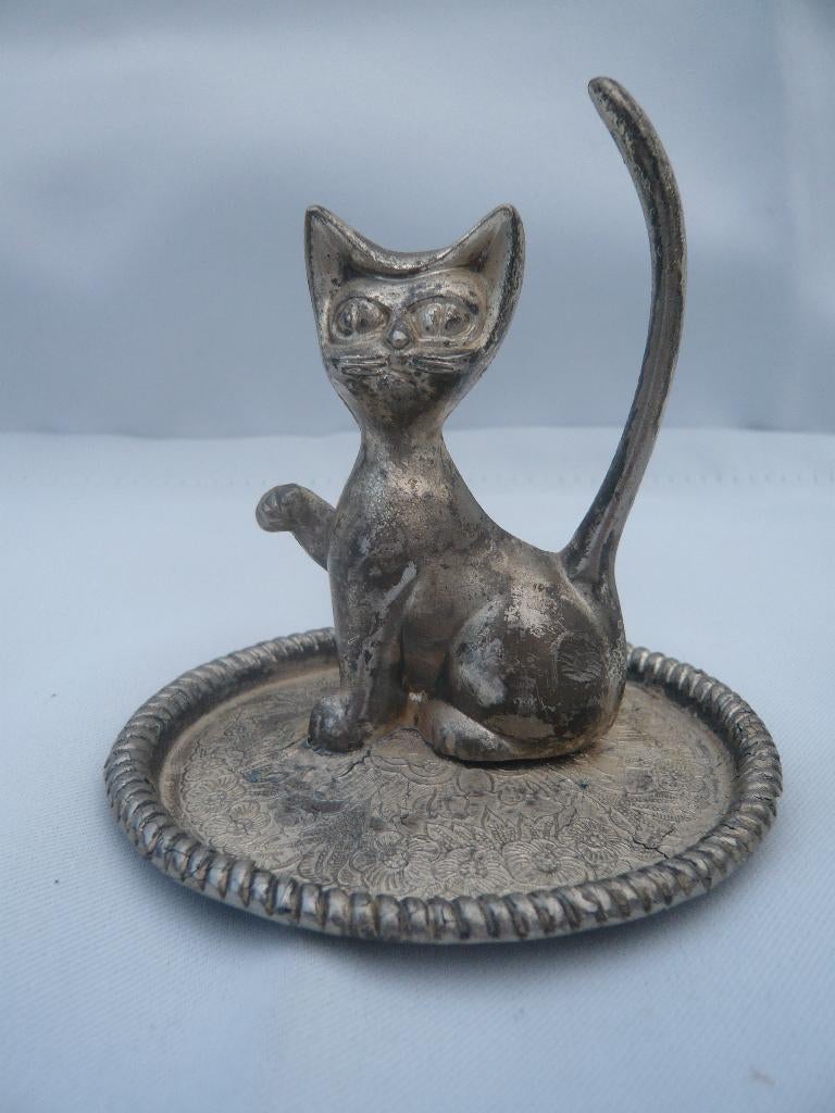 Ringhouder verzilverde kat, Antiek en Kunst, Ophalen of Verzenden