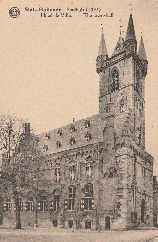 SLUIS Stadhuis, Verzamelen, Ansichtkaarten | Nederland, Ongelopen, Zeeland, 1920 tot 1940, Verzenden