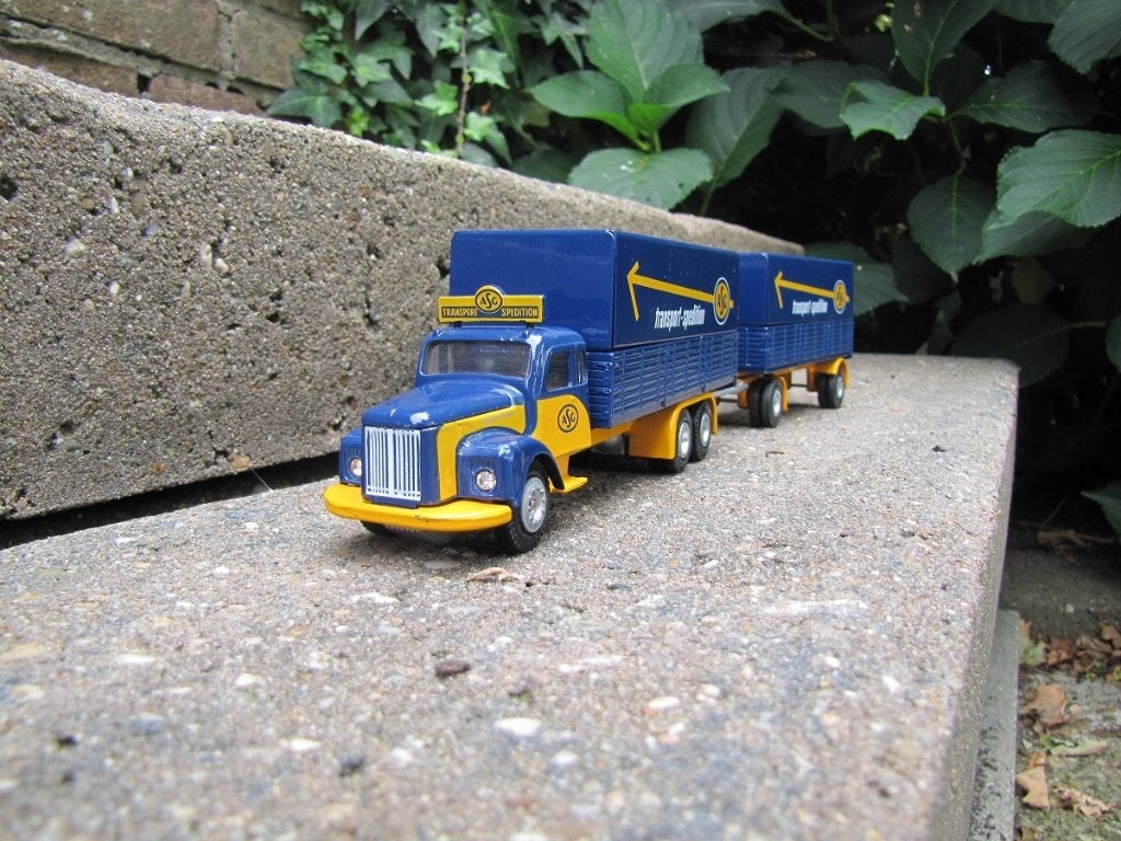 Tekno Scania Vabis ASG transport spedition., Hobby en Vrije tijd, Modelauto's | 1:50, Ophalen of Verzenden, Zo goed als nieuw