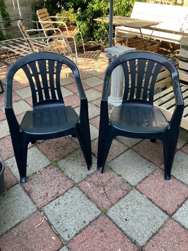 Blauwe Jardin tuinstoelen, Ophalen, Gebruikt, Kunststof, Stapelbaar